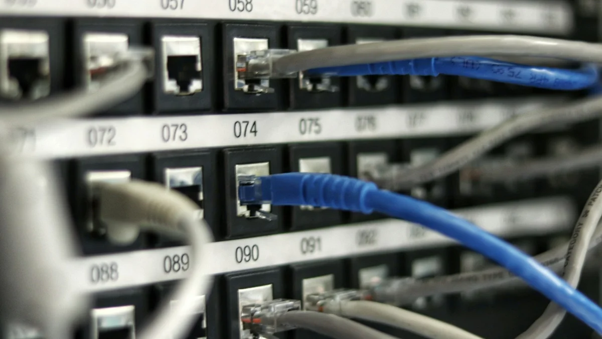 Enterprise rackmount network router and firewall hardware appliance with high speed Ethernet cabling