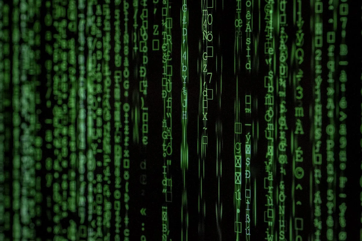 Abstract digital visualization of high-speed data packets flowing through Linux kernel eBPF bytecode filter